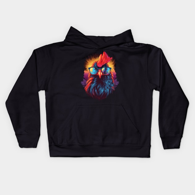 Pop Art Sunglasses Chicken Gifts Funny Chicken Kids Hoodie by KsuAnn